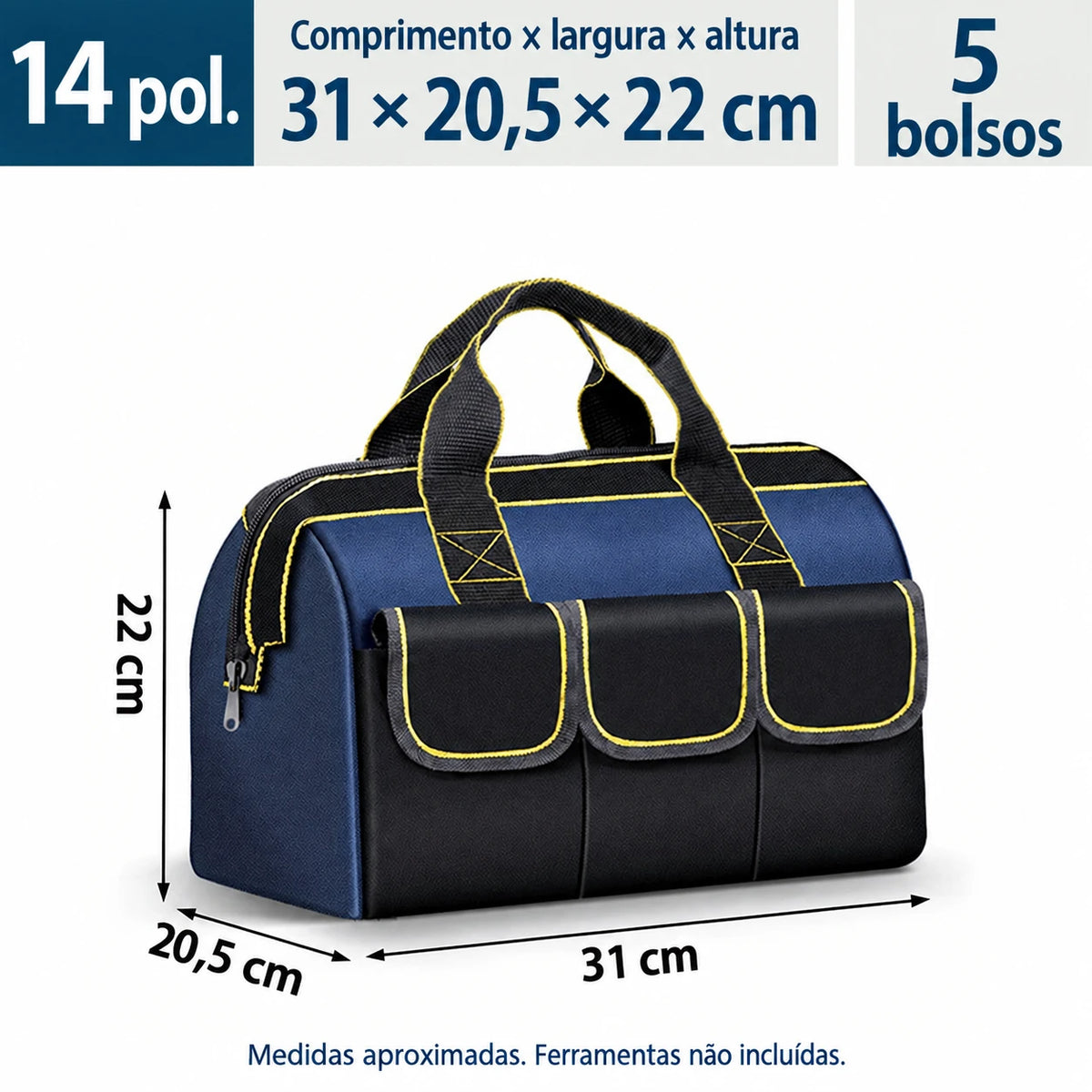 MestrePro 14in Promotion — 31 × 20,5 × 22 cm e 5 bolsos
