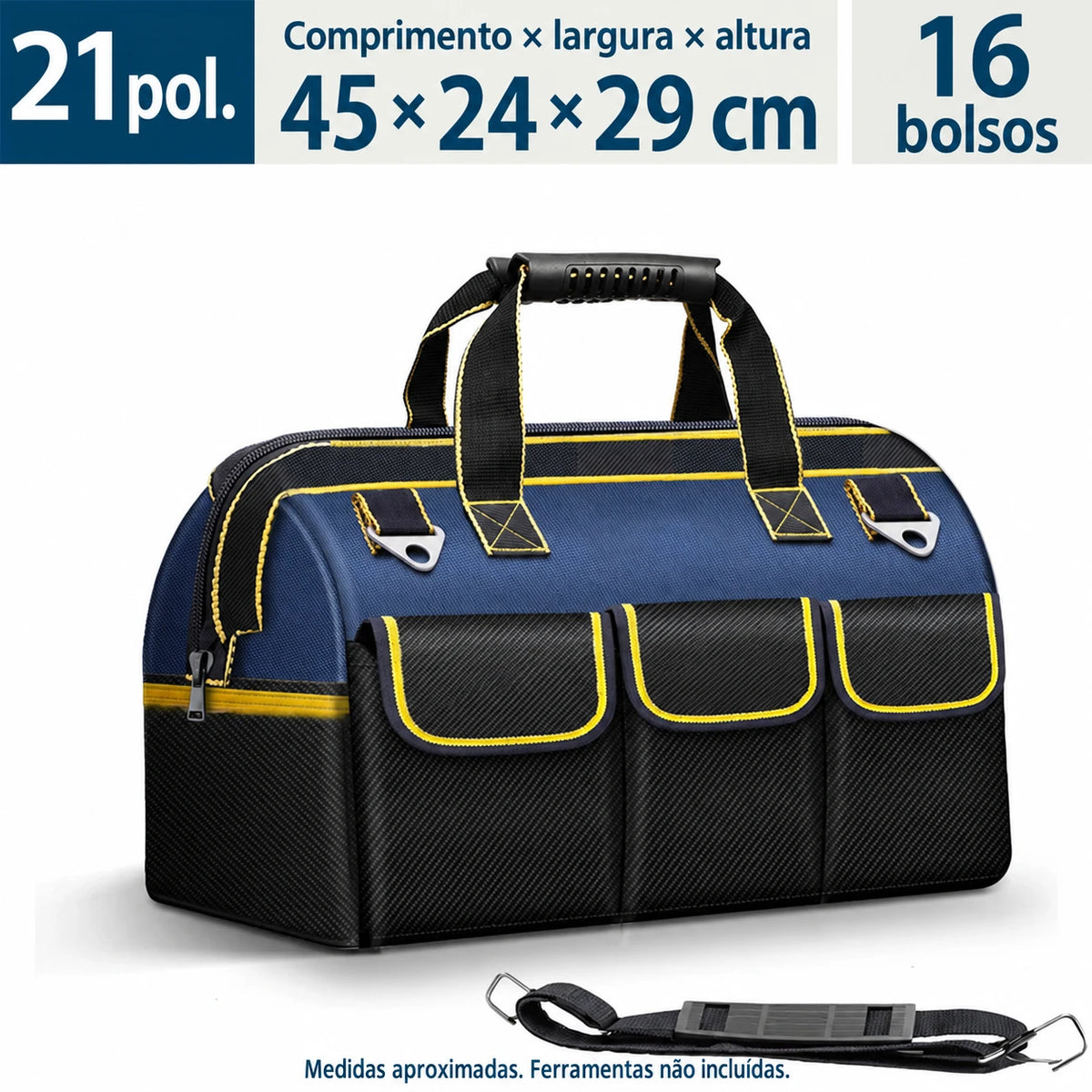 MestrePro 21in Classic — 45 × 24 × 29 cm e 16 bolsos