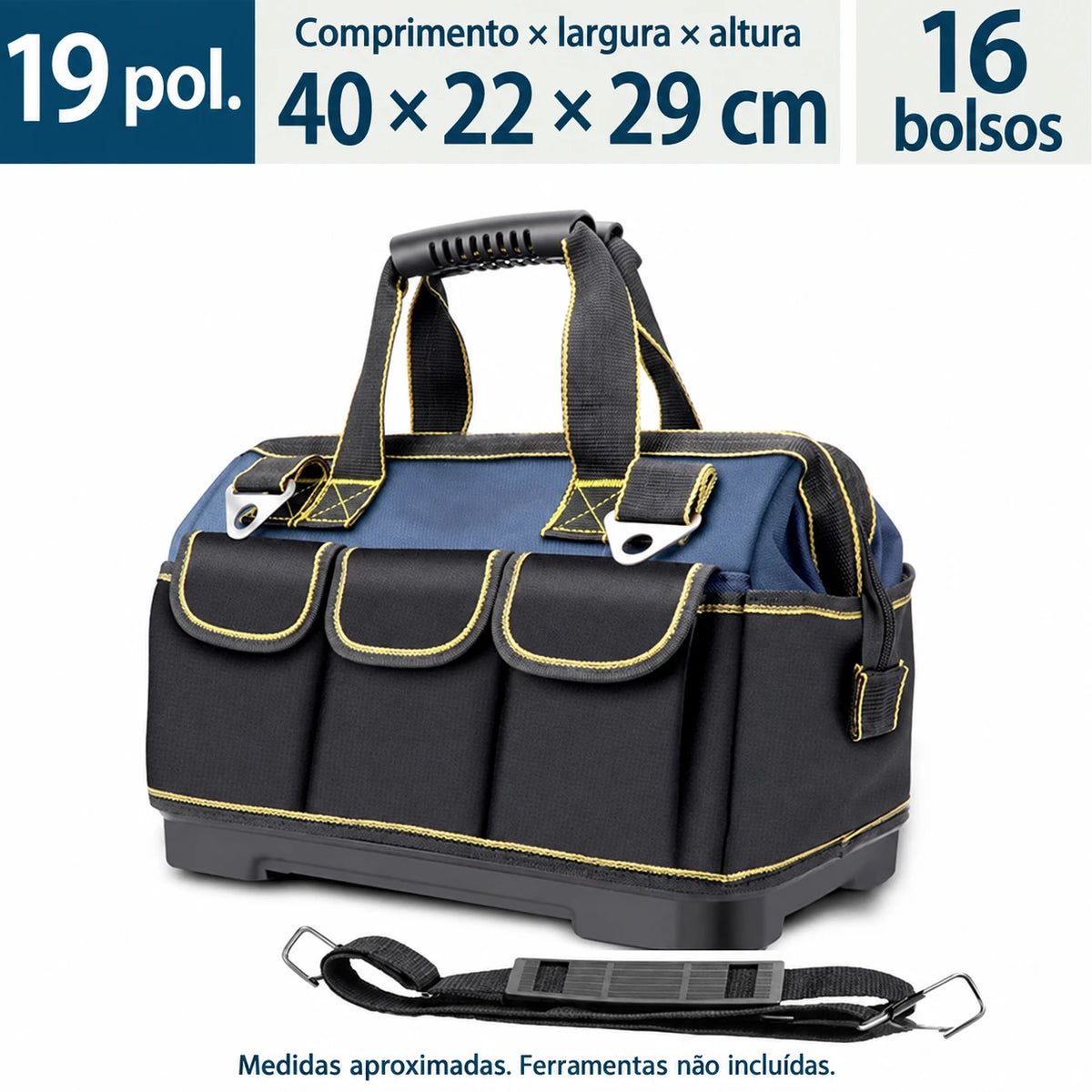 MestrePro 19in Rubber — 40 × 22 × 29 cm e 16 bolsos