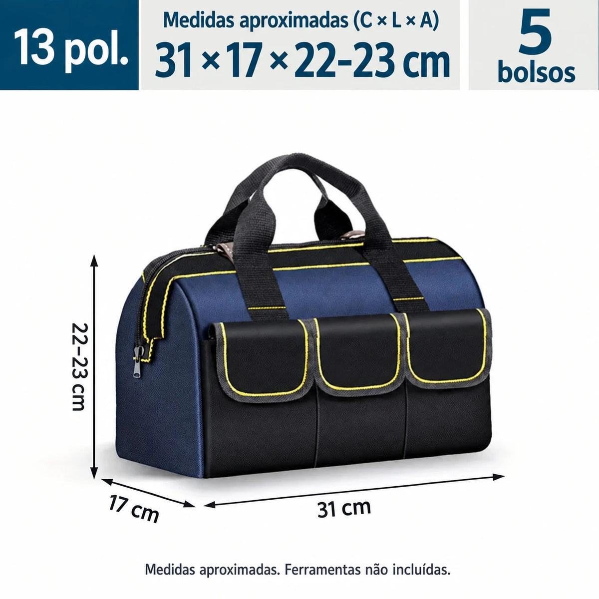 MestrePro 13in Simple — medidas aproximadas 31 × 17 × 22–23 cm