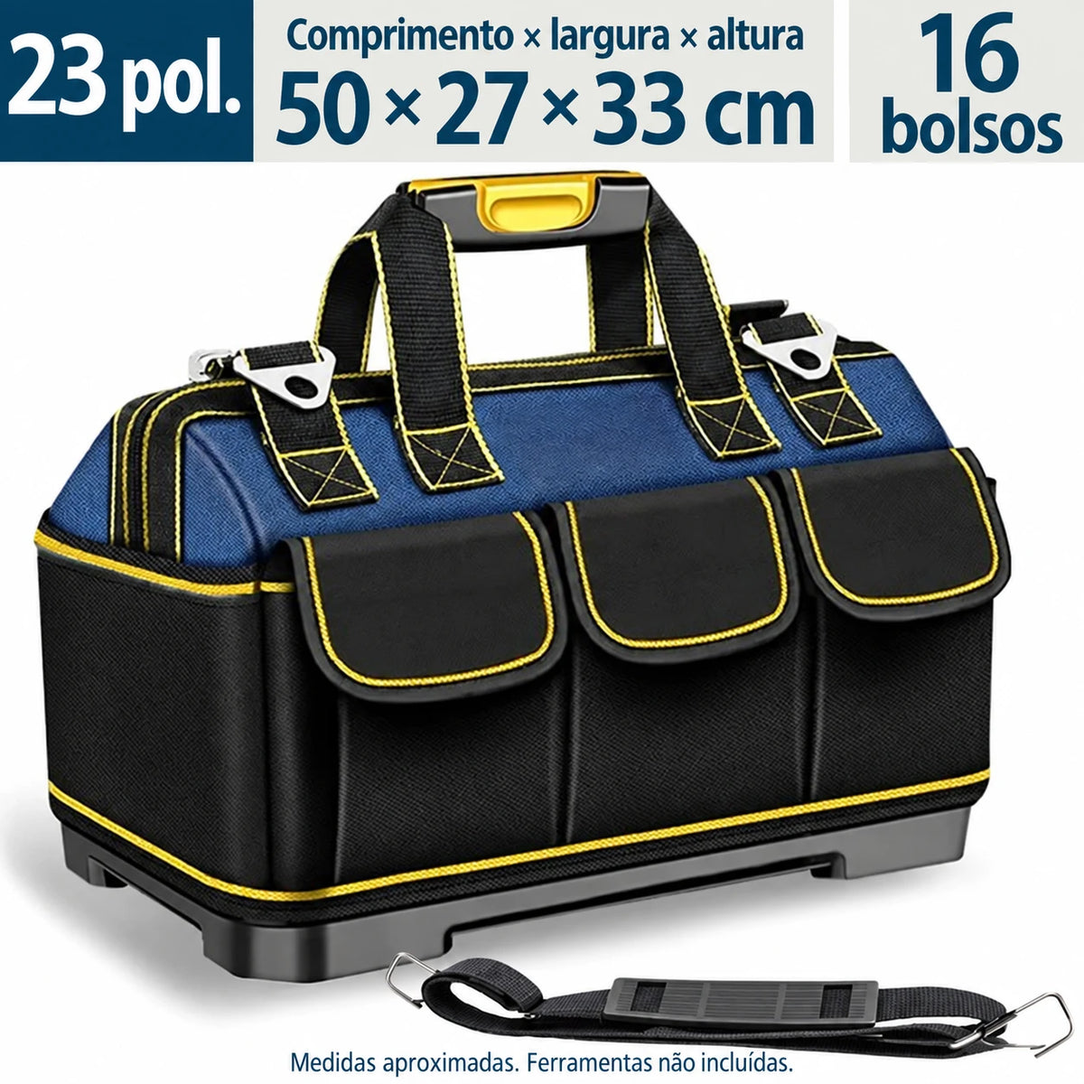 MestrePro 23in Upgrade — 50 × 27 × 33 cm e 16 bolsos
