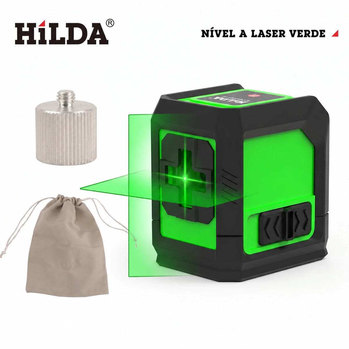 Nível Laser + Bolsa e adaptador ilustrado